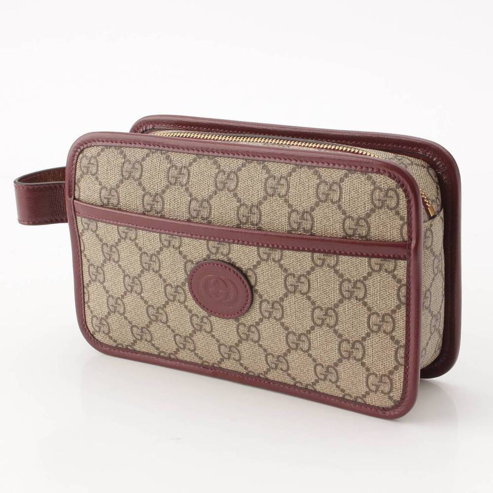 Gucci GG Travel Bag Case Interlocking Beige Clutch